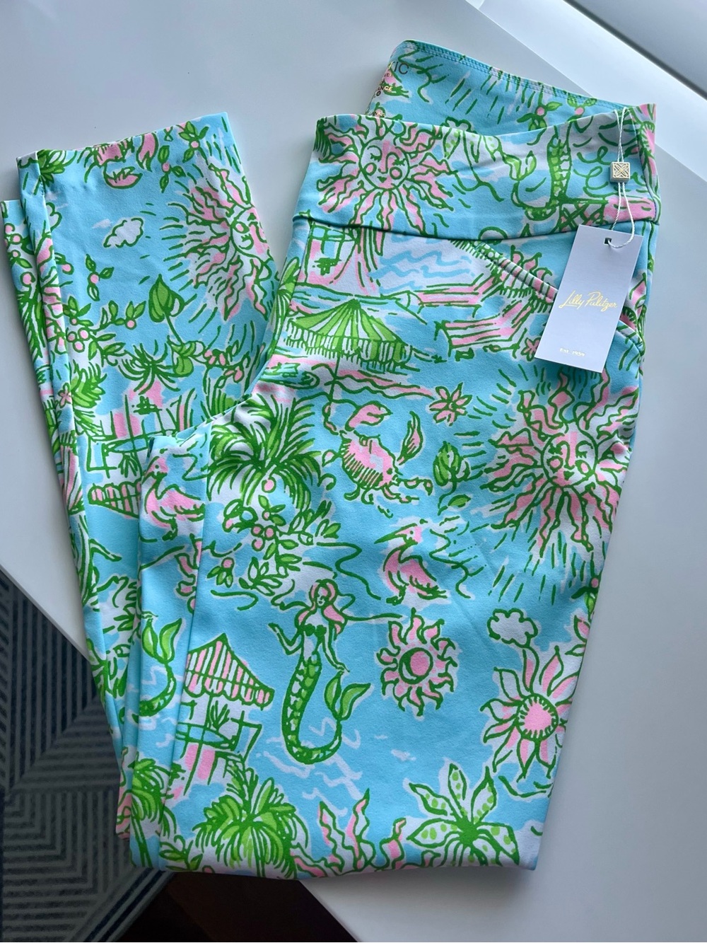 🦋NWT Lilly Pulitzer Corso Pant UPF 50+Fresh Water Blue Sunbathers Bliss